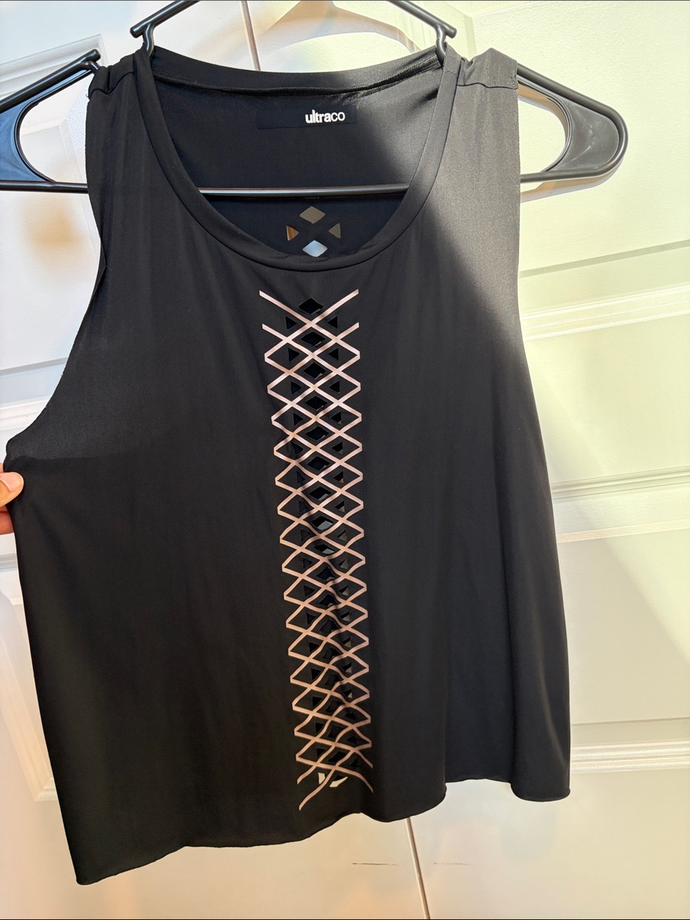 ultracor Black Tank with Pink Lattice Front